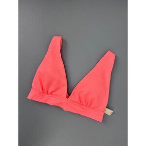 Aerie women's medium bright orange triangle bikini top tie back plunge‎ neck